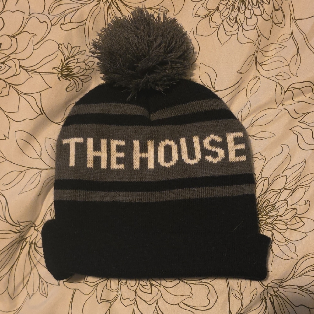 The House Black and Gray Pom-Pom Beanie